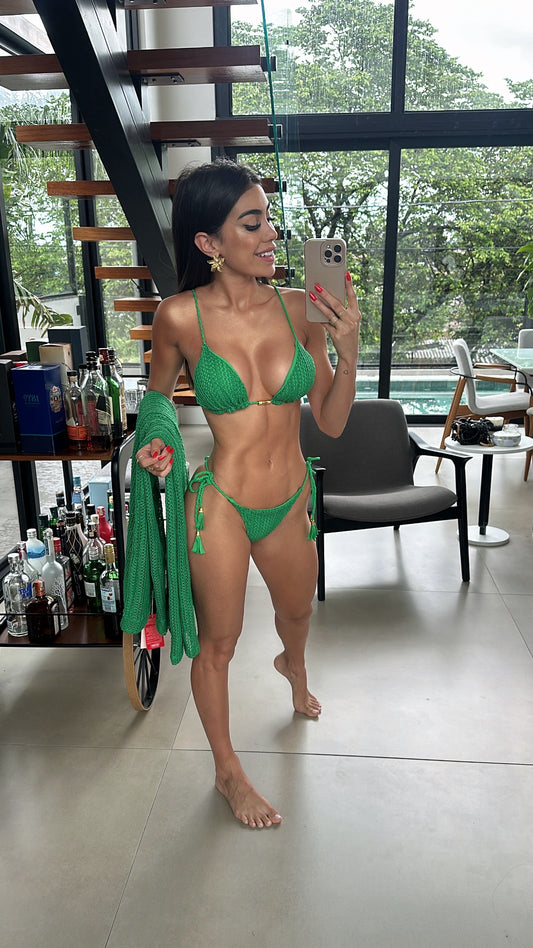 Brazilian green crochet bikini